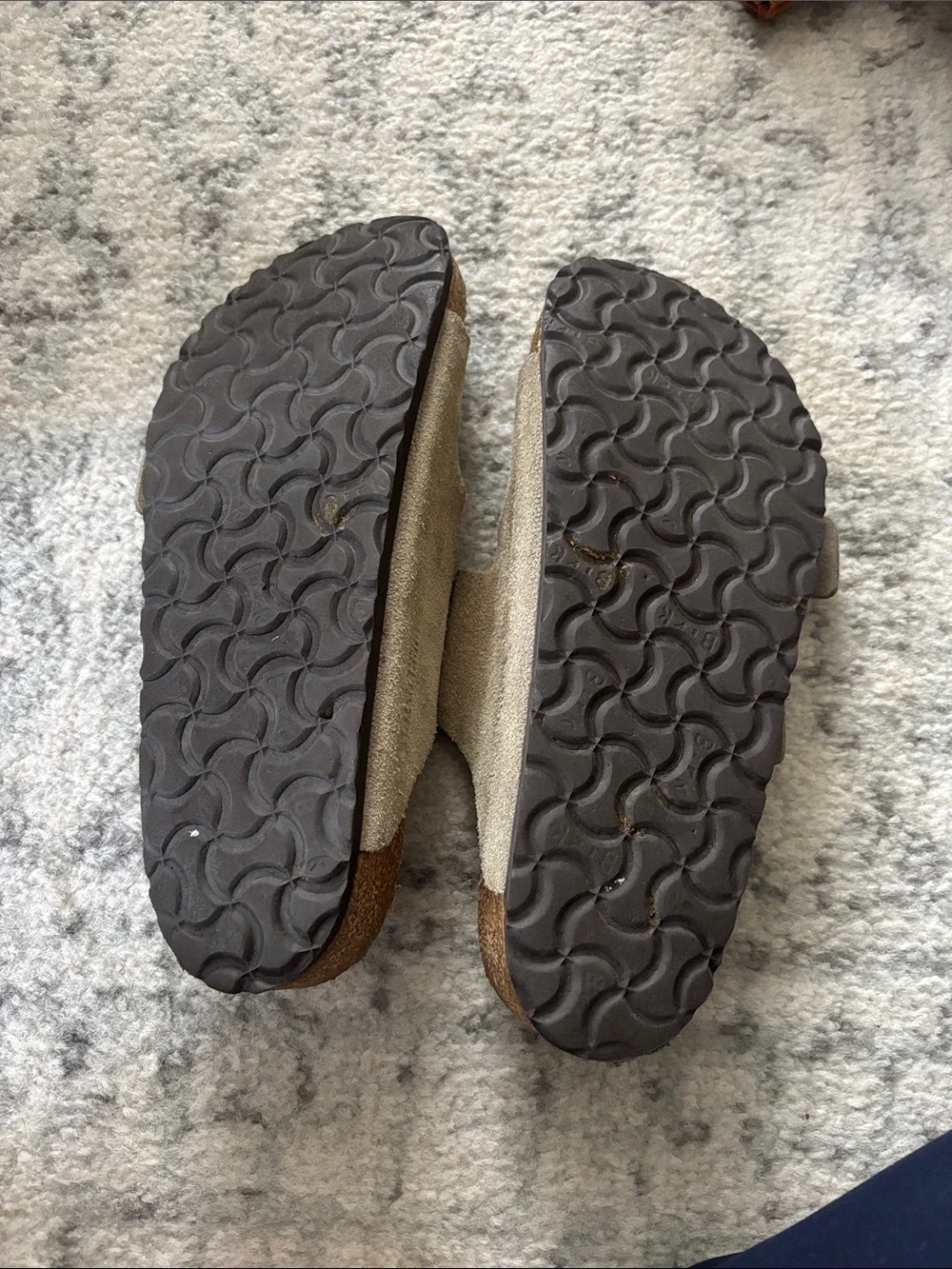 Birkenstock Arizona Two-Strap Sandals in Taupe Suede with Copper Buckles - Picture 2 of 6